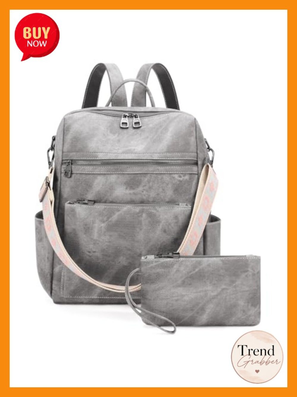 Women's PU Leather Convertible Backpack Purse Multi-Pocket Travel Handbag